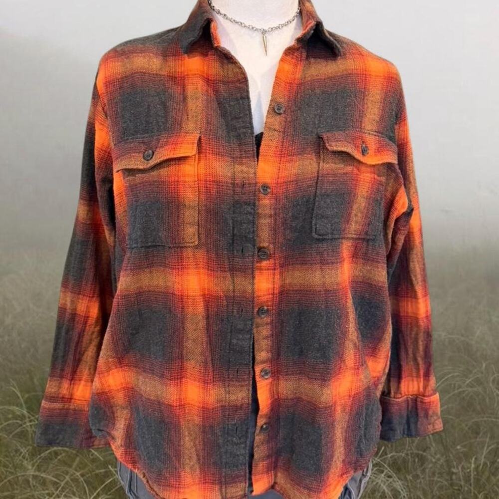 Orange and black flannel shirt